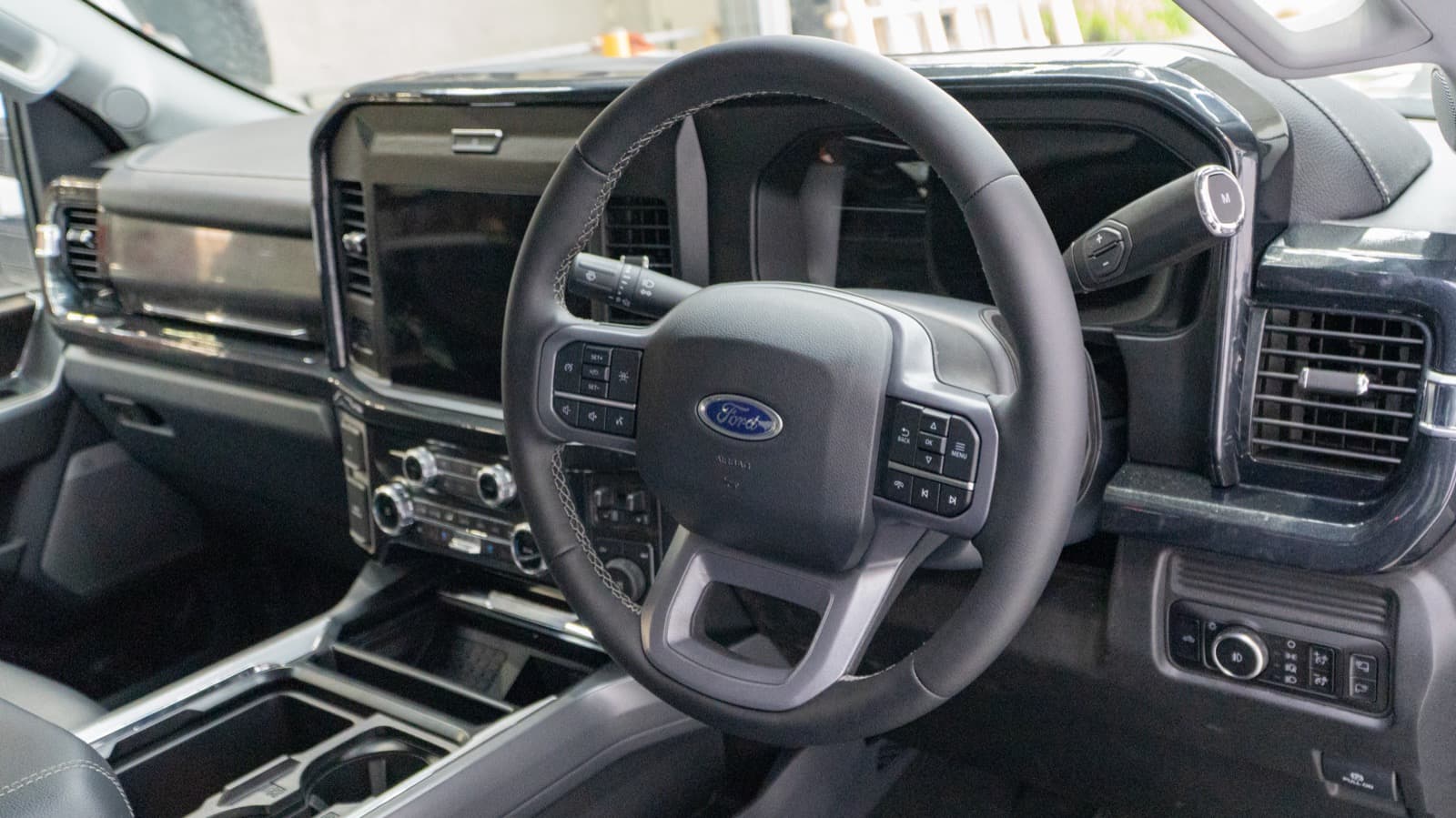 Right-hand drive Ford steering wheel post-conversion